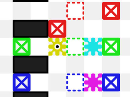 色の三原色の倉庫番パズルゲーム CCMMYYのゲーム画像