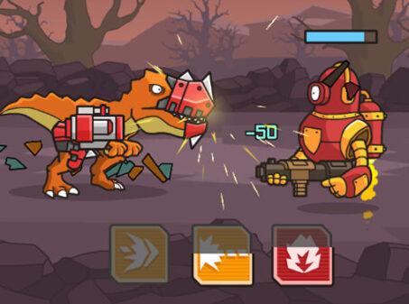 オートバトルの恐竜ゲーム CyberDino: T-Rex vs Robotsのゲーム画像