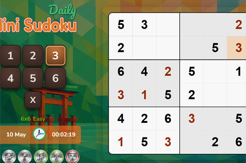 数字の少ないミニ数独ゲーム【デイリーミニ数独】のゲーム画像