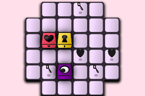 鍵を外す倉庫番風パズルゲーム【ハートロックキー（Heart Lock Key）】のゲーム画像