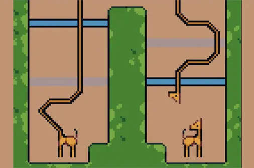 キリンがキスする誘導アクションゲーム【ネッキング (necking)】のゲーム画像