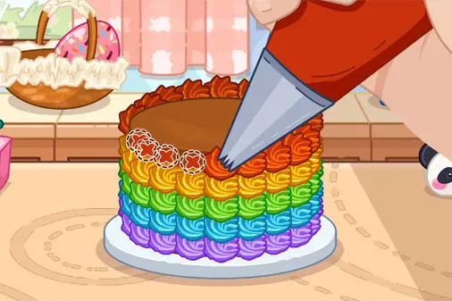 レインボーなミニケーキを作るお料理ゲーム【ミニレインボーバタークリームケーキ】のゲーム画像