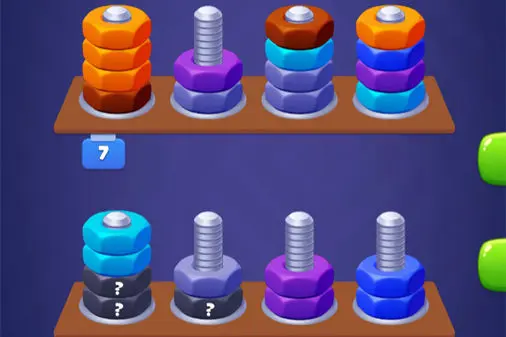 ナットをまとめるソートパズル【ソートワーク（Sort Works）】のゲーム画像