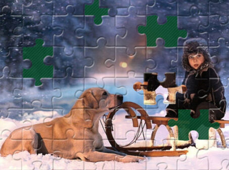 雪国のワンコ写真のジグソーパズル WINTER PETS PUZZLEのゲーム画像